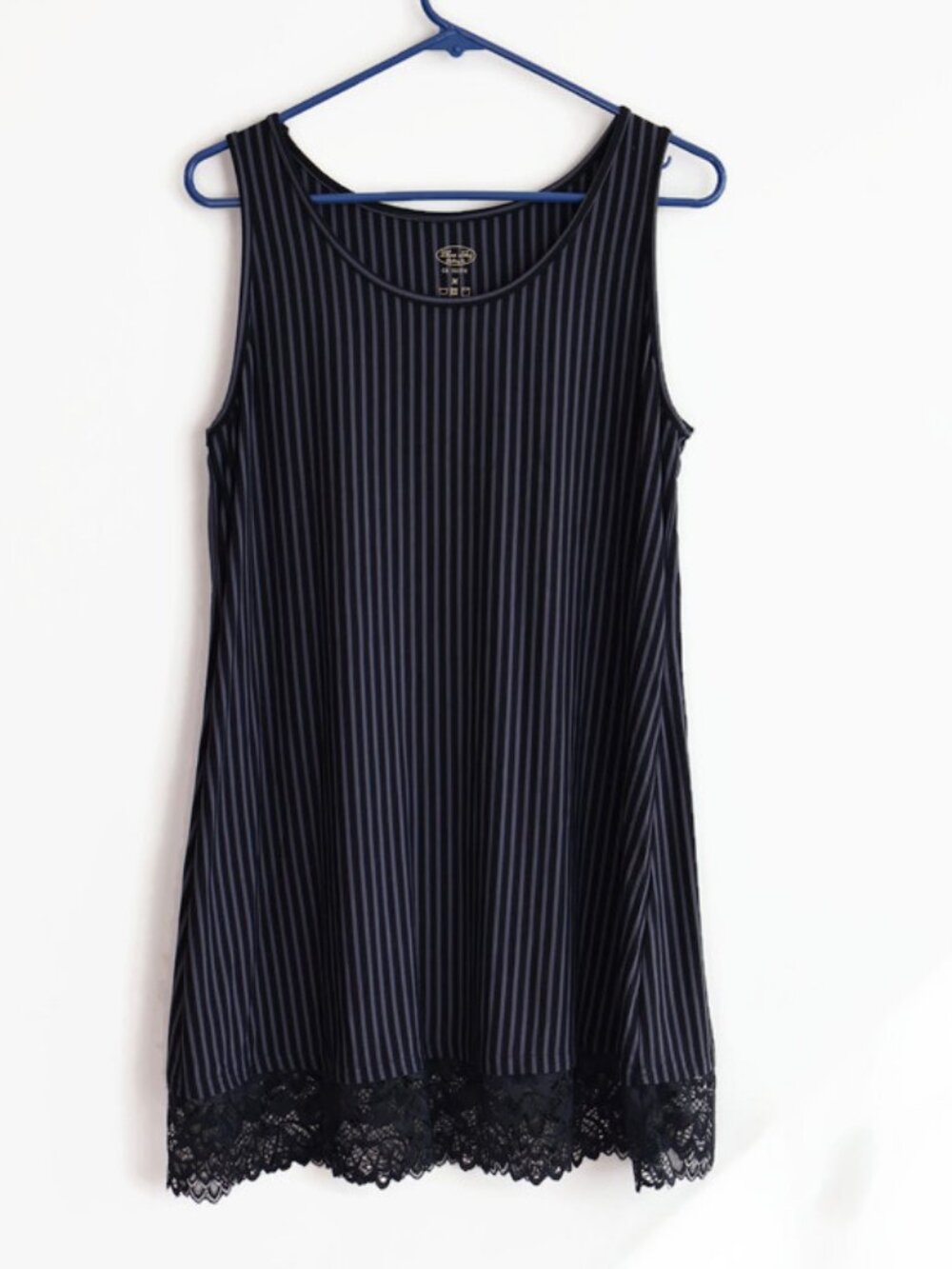 Striped Mini Dress -  Size M - Lace Hem - Gothic Style - Blue Sky Canada, Bamboo